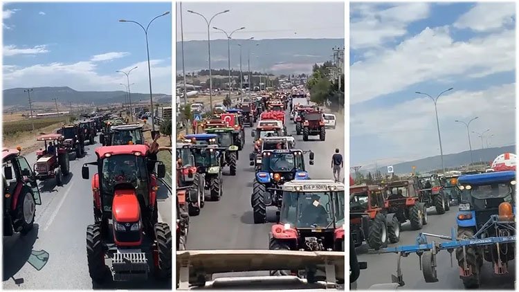 Çiftçiler traktörle Maraş-Antep yolunu kapattı