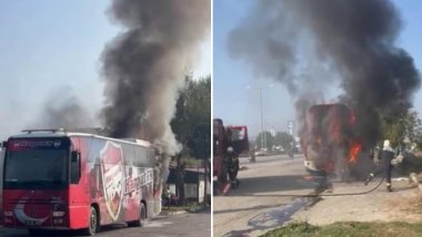 Elazığ futbol takımının otobüsü yandı