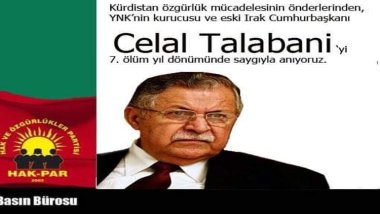 HAK-PAR: Celal Talabani’yi 7. ölüm yıl dönümünde saygıyla anıyoruz