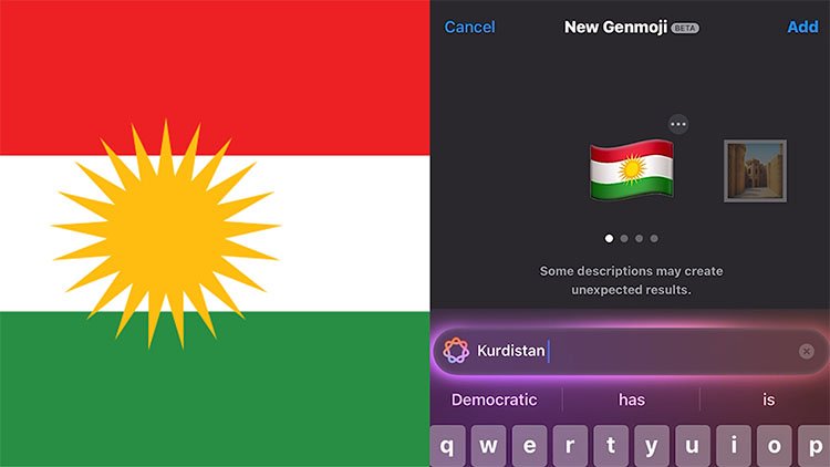 iPhone cihazlarına Kürdistan bayrağı emojisi eklendi