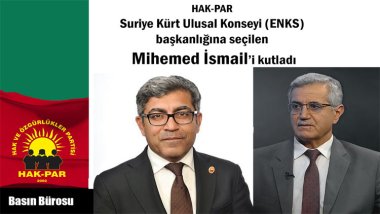 HAK-PAR'dan ENKS başkanlığına seçilen Mihemed İsmail’e kutlama mesajı