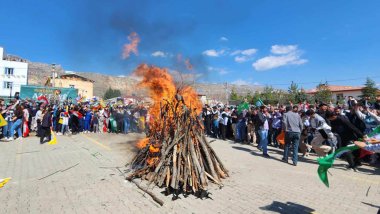 Diyabakır'ın Lice ilçesinde yılın ilk Newroz ateşi yakıldı