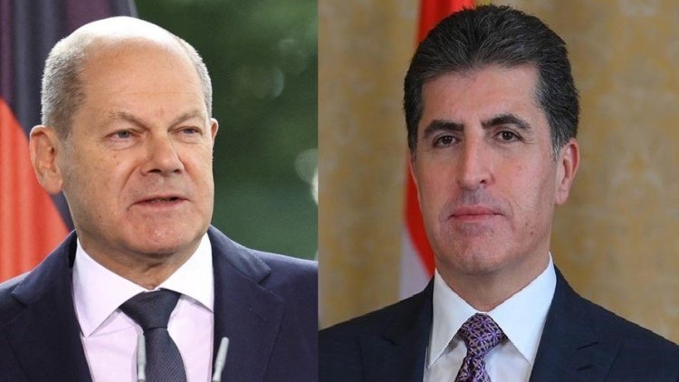 Nêçîrvan Barzanî bi Olaf Scholz re pêwendiyên Herêma Kurdistanê û Iraqê yên ligel Almanyayê gotûbêj dike