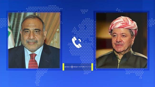 Başkan Barzani ile Adil Abdulmehdi telefonda görüştü