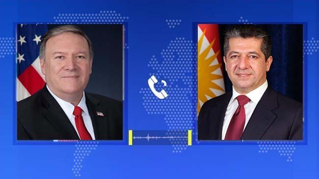 Başbakan Barzani, Mike Pompeo ile son gelişmeleri değerlendirdi