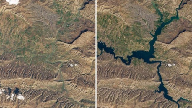 NASA su altında kalan Hasankeyf'in durumunu görüntüledi