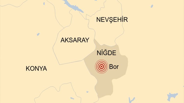 Niğde'nin Bor ilçesinde 5,3 büyüklüğünde deprem